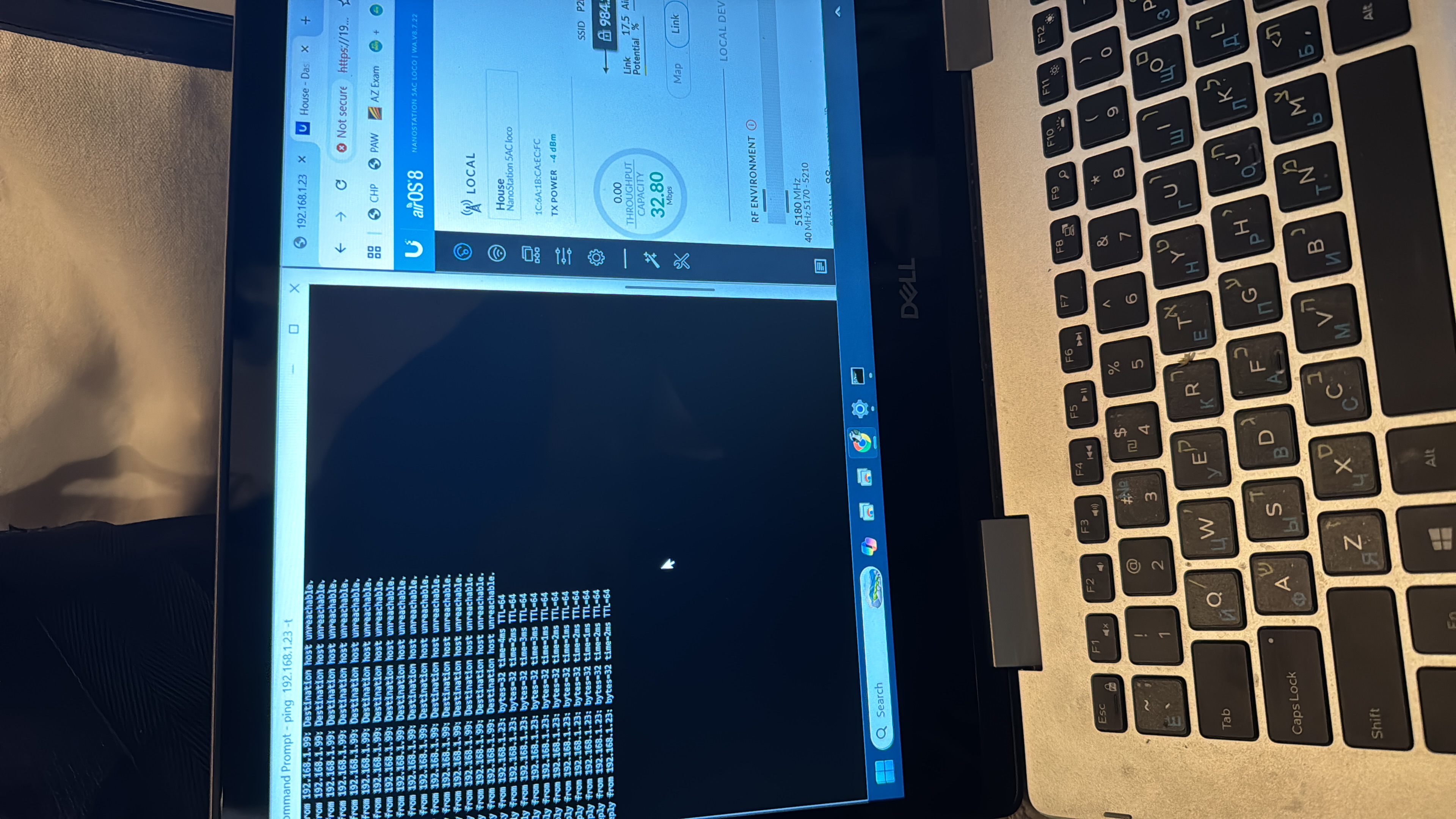 Ubiquiti airOS diagnostics in progress